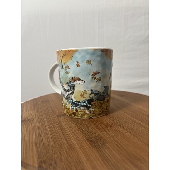 Pier 1 Park Avenue Puppies Dog Mug Lazy Sunday Autumn‎ Dogs 22 Oz Cup Retired - Picture 1 of 5